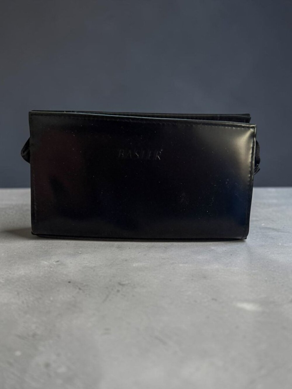 BASLER Black Leather Makeup Toiletry Bag NEW NWOT